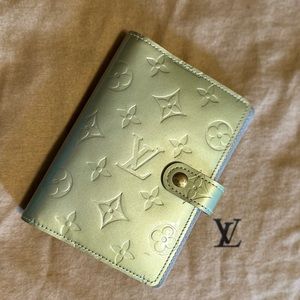 Vintage Louis Vuitton Vernis Leather PM Agenda Sand Gold with Grey Interior